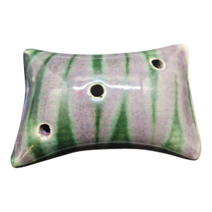 Pottery Bud Vase Flower Frog Blue Purple Desk Unique Studio Rectangle Pocket