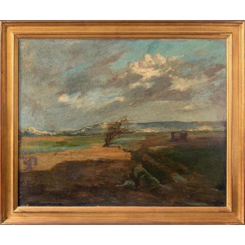 French School, Rural Landscape, 1800s, Oil Painting on Canvas, Framed For Sale - Image 6 of 9