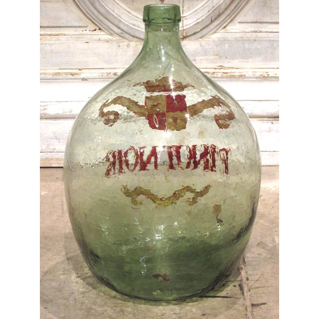 Hand Painted Antique Demi John Bottle From Normandy, France, ‘Pinot Noir’, Original Crate For Sale - Image 9 of 9