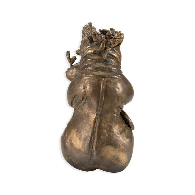 A modern Brutalist “fashionista” hippopotamus cast metal sculpture. Signed “G.G. ‘73” and annotated 16/500 on the...