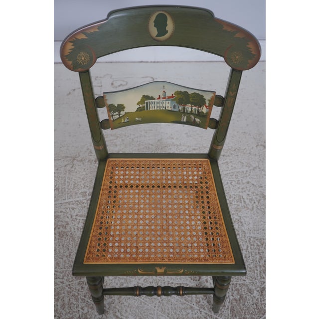 Age: C.1974 Details: George Washington Mount Vernon Collection Quality Construction Stretcher Base Frame Woven Cane Seat...