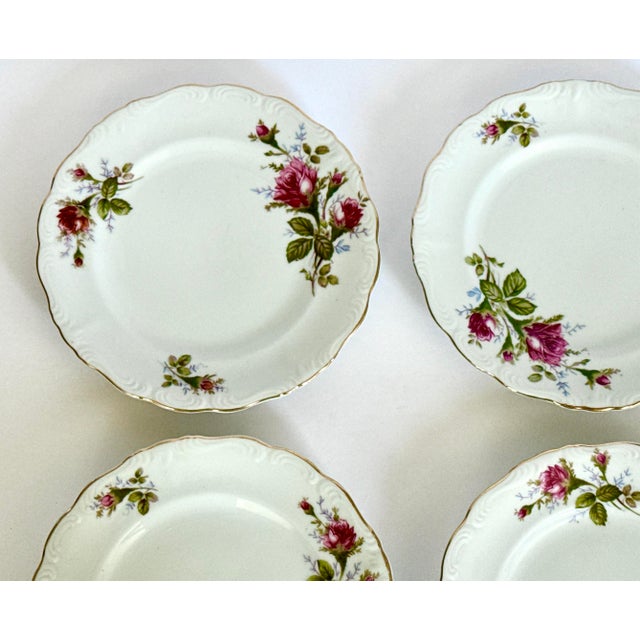 Ceramic Mid 40th Century Royal Sealy “Pompadour Rose” Plates – 7½” - Set of 10 For Sale - Image 7 of 10