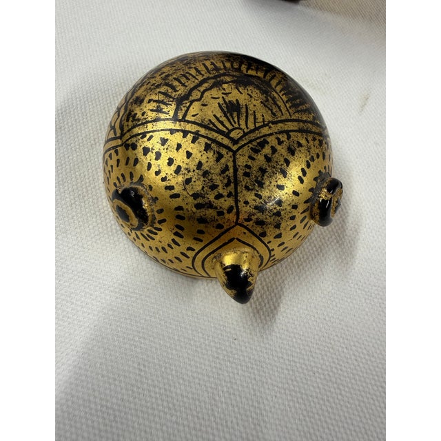 Burmese Lacquerware Owl Trinket Box. Hand crafted zoomorphic boxes. Gold leaf over black lacquer. Used for trinkets, tea,...