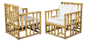 Set of Bamboo and Rattan Armchairs, 1950s
