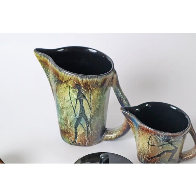 Espresso Service with Stone Age Painting for 6 from Lascaux, France 1960s, Set of 15 For Sale - Image 9 of 12