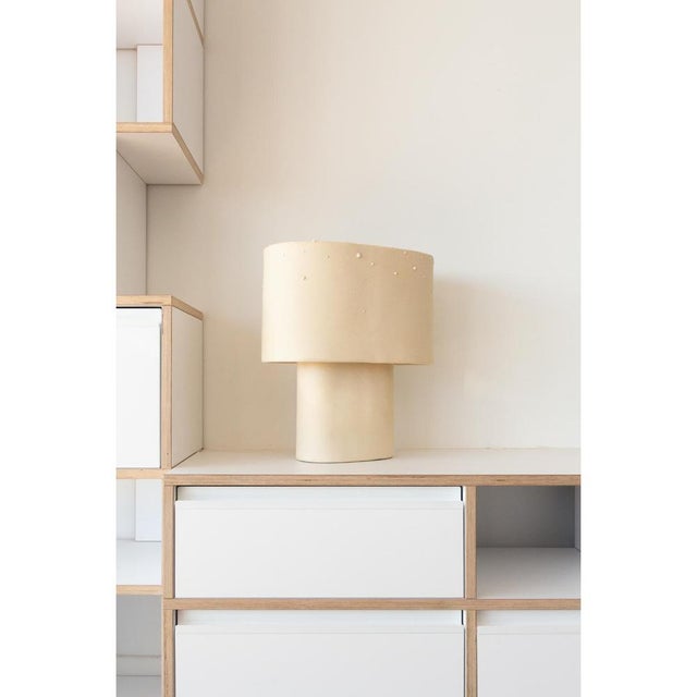 Beige Medium Table Lamp in Stoneware with Drops Effect Glaze by Lucas Huillet For Sale - Image 10 of 17