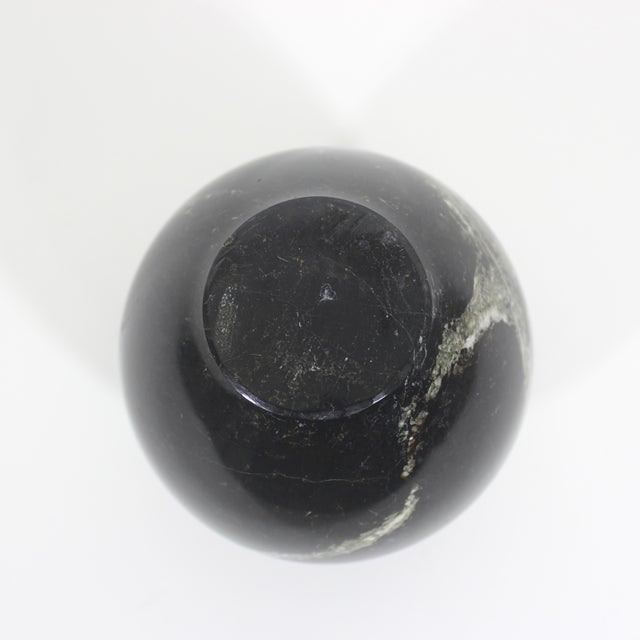 Vintage Black Marble Stone Vase With Veining For Sale - Image 9 of 9