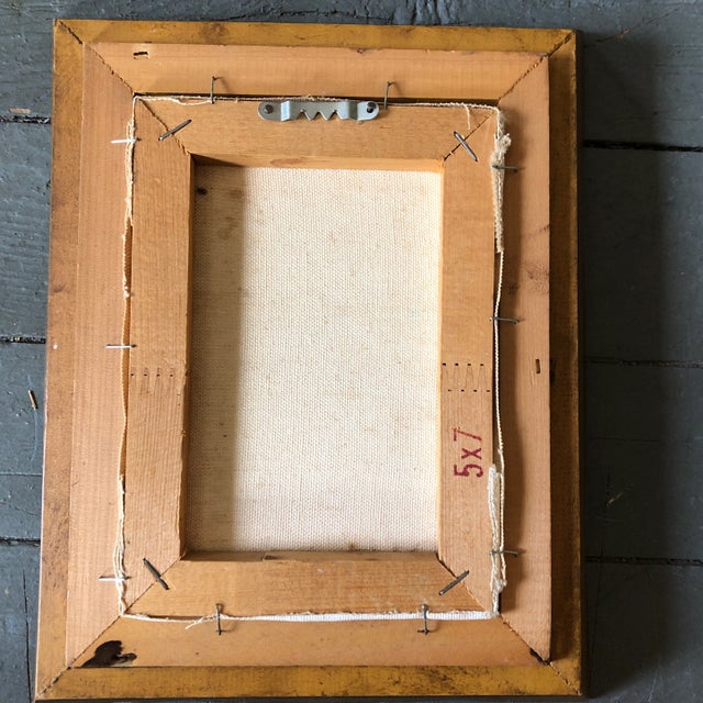 1960’s Vintage Original Small Seascape With Gulls Painting Signed Vintage Frame For Sale - Image 4 of 5