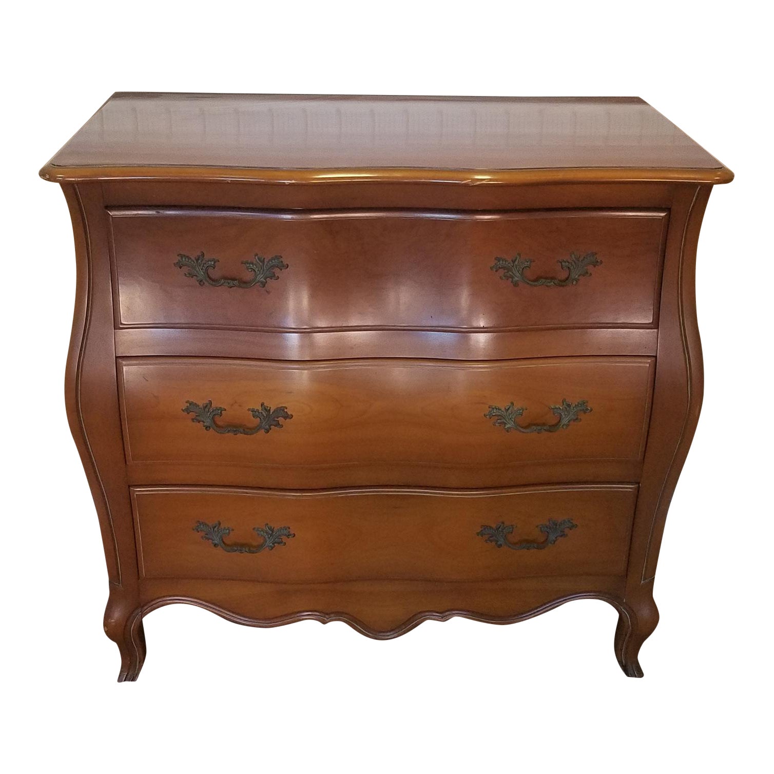 Fancher Furniture Company 1960s Cherry French Provincial 3 Drawer Bedroom Chest