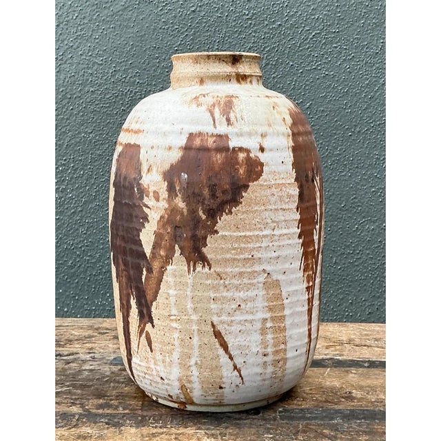 Mid-Century Modern Vintage Abstract Stoneware Vase For Sale - Image 3 of 12