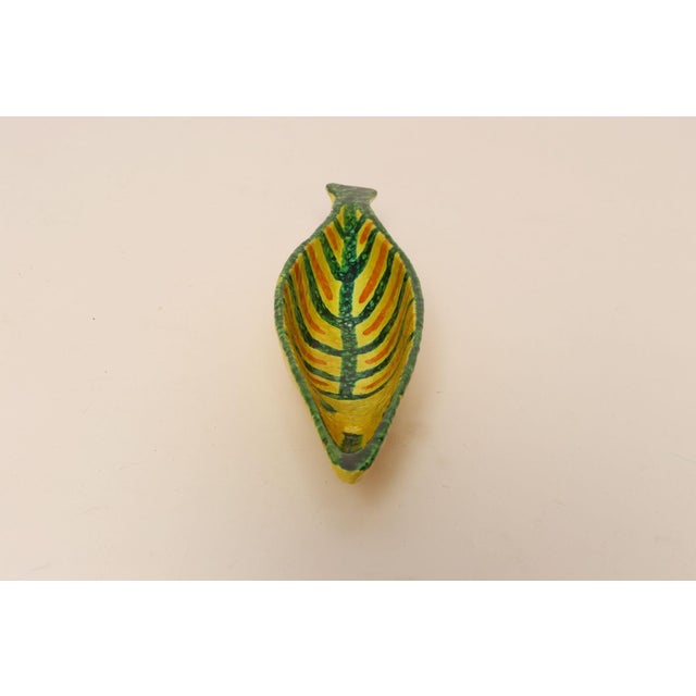 1960s Italian Modernist Yellow, Orange, and Green Glazed Ceramic Fish Form Vide Poche For Sale - Image 5 of 14