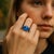 Introducing our exquisite Ceylon Cabochon Sapphire, weighing 4.50 carat, 18 karat white gold Cocktail Ring, finger size 6,...
