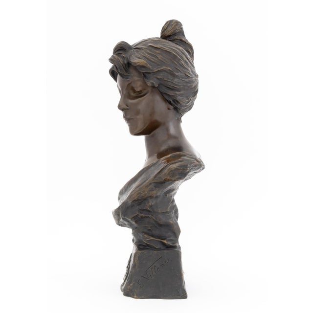 Metal Emmanuel Villanis "Alda" Patinated Bronze Bust For Sale - Image 7 of 12