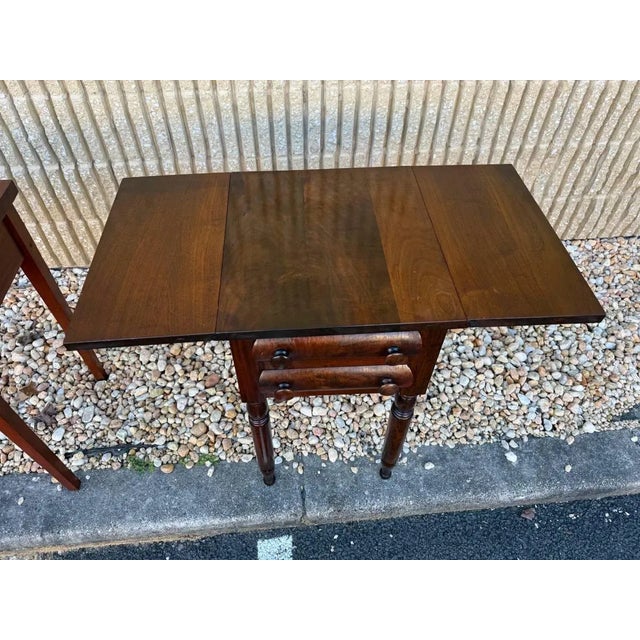 Antique Federal Style Flame Mahogany Drop Leaf Side Table For Sale - Image 9 of 14