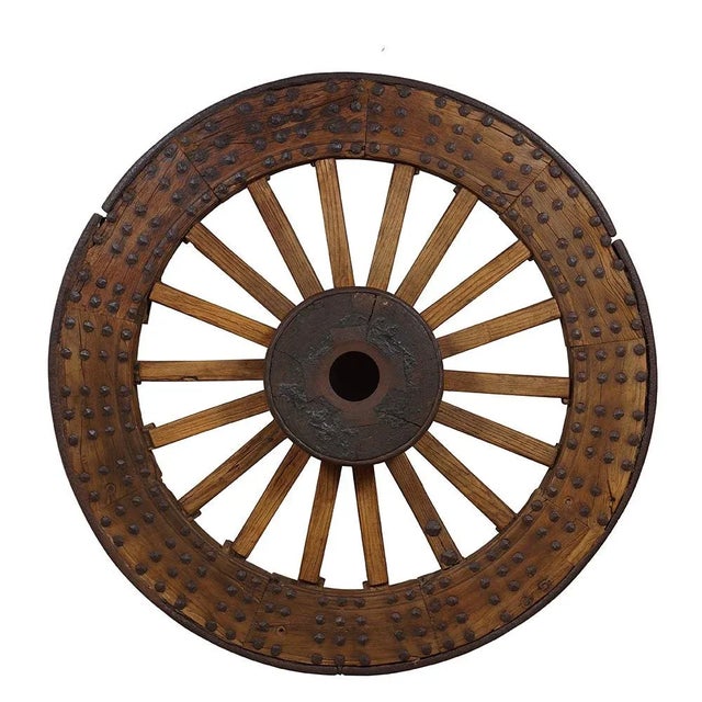 Early 19th Century Antique Chinese Large Country Wagon Wheel For Sale - Image 12 of 12