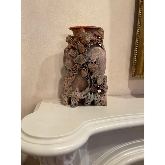 19th Century Antique Chinese Hand Carved Soapstone Vase For Sale - Image 5 of 10