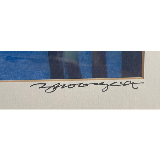 2000 - 2009 Lu Zuogeng Signed Original Watercolor Painting – Foggy Night in Venice, Custom Framed For Sale - Image 5 of 6