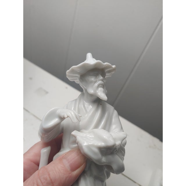 Ceramic 1976 Fitz & Floyd Blanc De Chine Chinese Figures, a Pair For Sale - Image 7 of 8