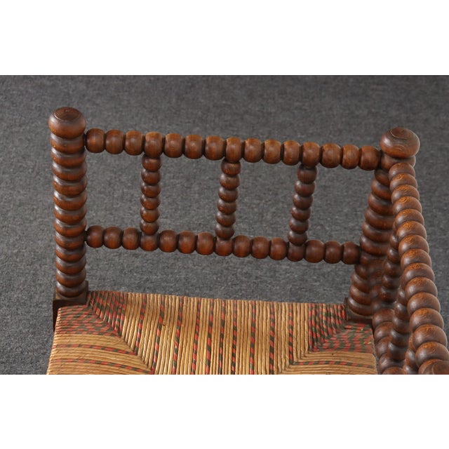 Diminutive Antique French 19th Century Bobbin Corner Chair With Rush Seat For Sale - Image 11 of 18
