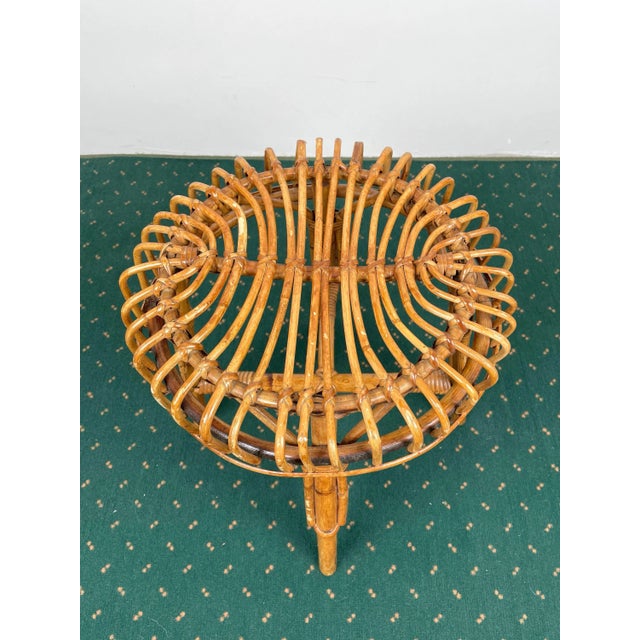Wood Mid-Century Modern Bamboo Rattan Stool, Italy, 1960s For Sale - Image 7 of 9