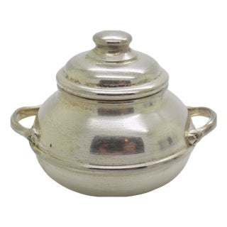 Vintage Italian Handmade Genuine Silver Cooking Pot Dollhouse Miniature, 1980s For Sale
