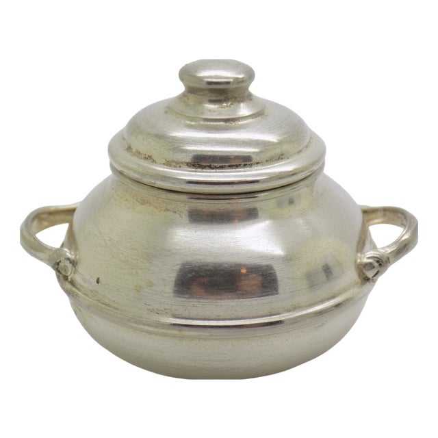 Vintage Italian Handmade Genuine Silver Cooking Pot Dollhouse Miniature, 1980s For Sale