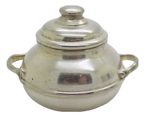 Vintage Italian Handmade Genuine Silver Cooking Pot Dollhouse Miniature, 1980s