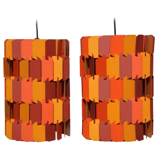 Louis Weisdorf for Lyfa Orange & Rose Facet Pop Hanging Pendants, 1970s - a Pair For Sale