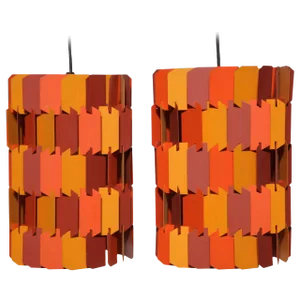 Louis Weisdorf for Lyfa Orange & Rose Facet Pop Hanging Pendants, 1970s - a Pair