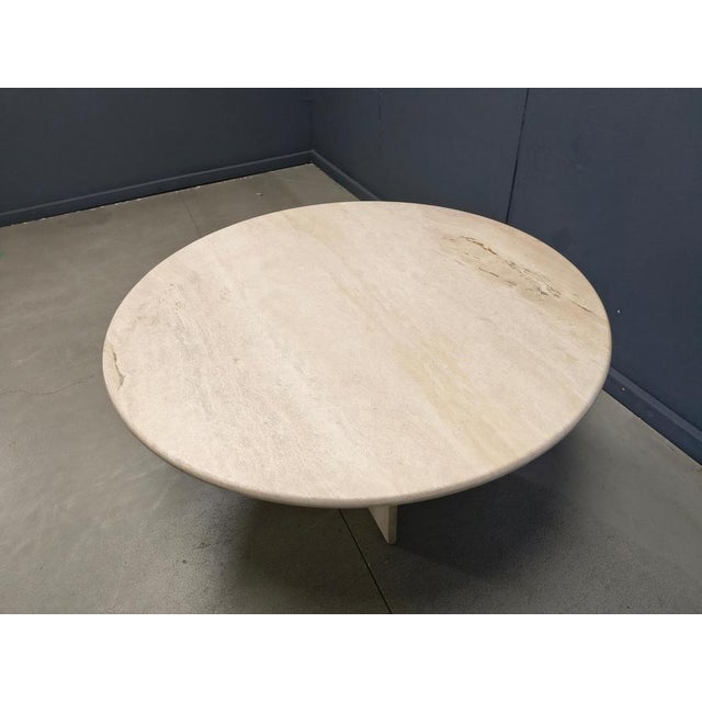 1970s Italian Round Travertine Dining Table, 1970s For Sale - Image 5 of 14