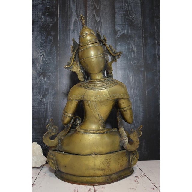 16.75" Tibetan Vajrasattva Bronze Buddha Statuary For Sale - Image 10 of 18