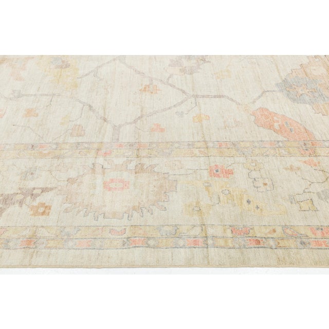 Ethereal Modern Oushak Style Handmade Wool Area Rug Pastels & Earth Tones 14x19 For Sale In New York - Image 6 of 11