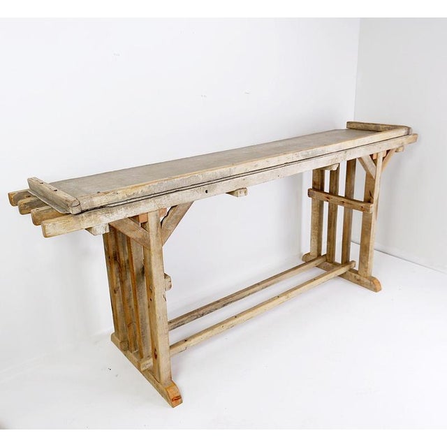 Beige Large Brutalist Console Table with Patina Wood For Sale - Image 8 of 16
