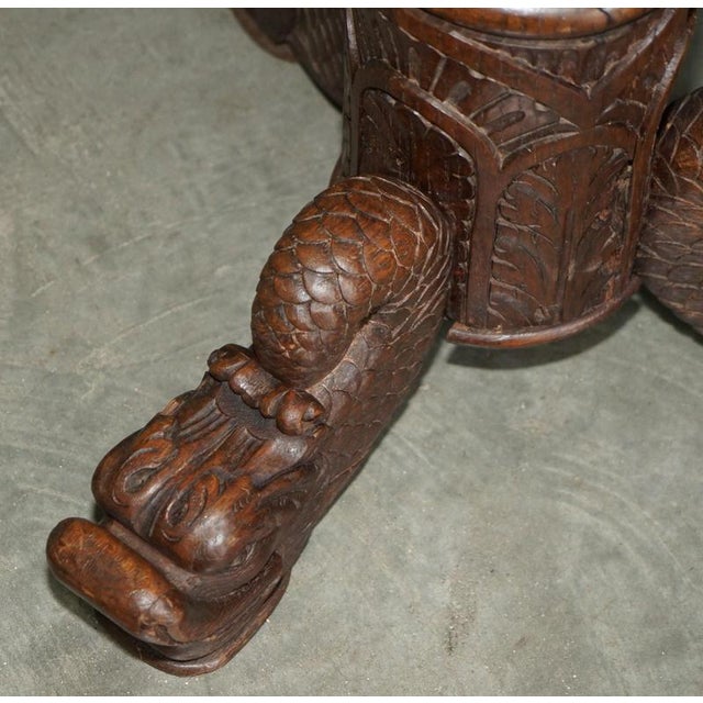 Brown Antique Regency Carved Hardwood 3-Tier Jardinier with Dolphin Supports, 1820 For Sale - Image 8 of 18