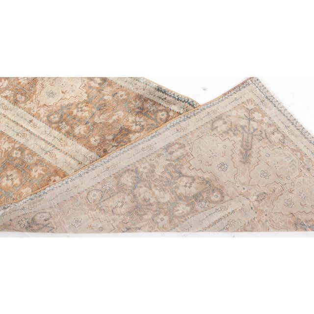 Antique Indian Beige and Brown Handmade Wool Runner Fragment For Sale - Image 4 of 7