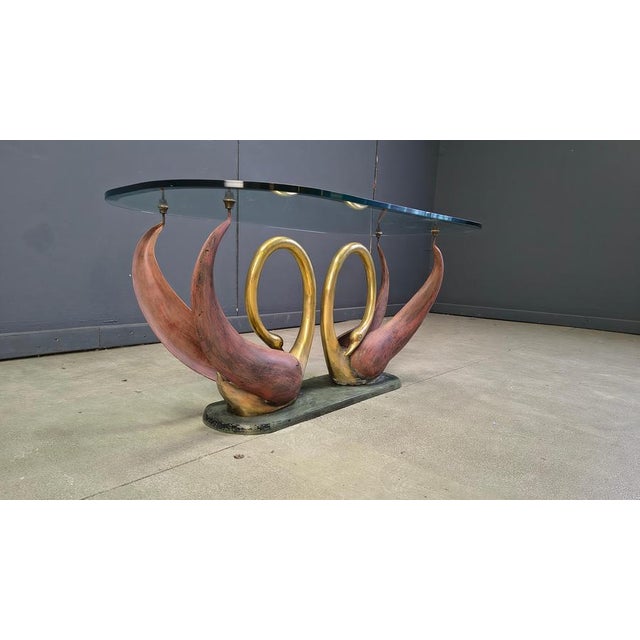 1970s Vintage Brass Swan Coffee Table, 1970s For Sale - Image 5 of 11