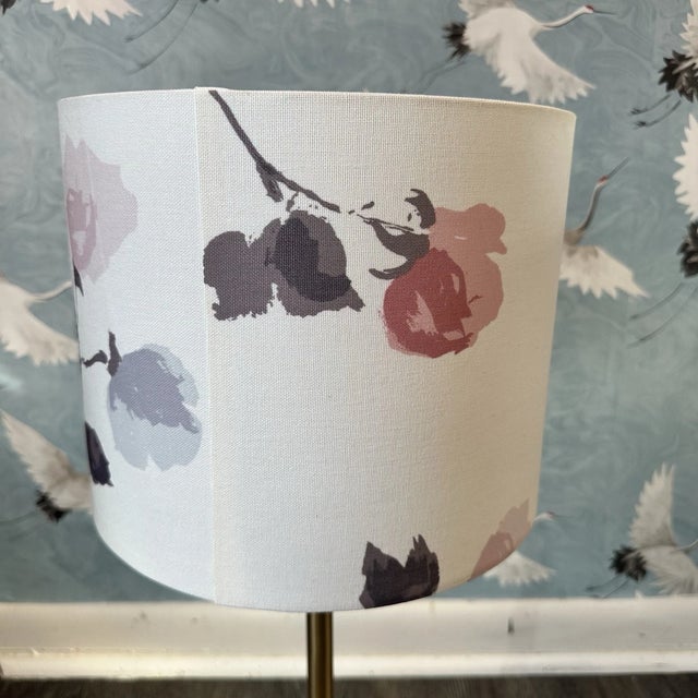 Rose Vintage Mid-Century Modern Kate Spade Willow Court Floral Roses Shade Table Lamp For Sale - Image 8 of 10