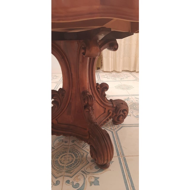 Antique Dining Table in Finely Inlaid Walnut Root, 1960s For Sale - Image 14 of 18