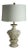 Transitional White Gold Black Carved Table Lamp For Sale