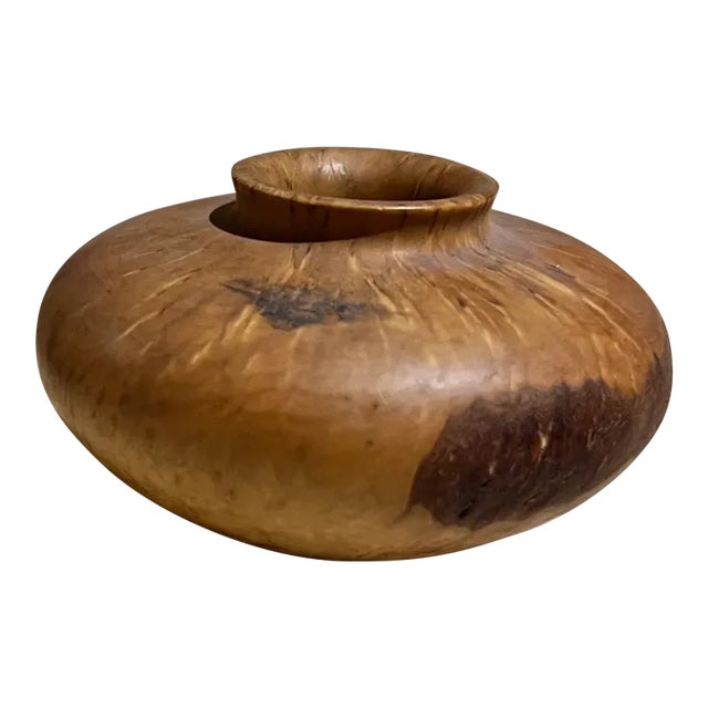 1970s Modernist Vase Burl and Birch Wood For Sale