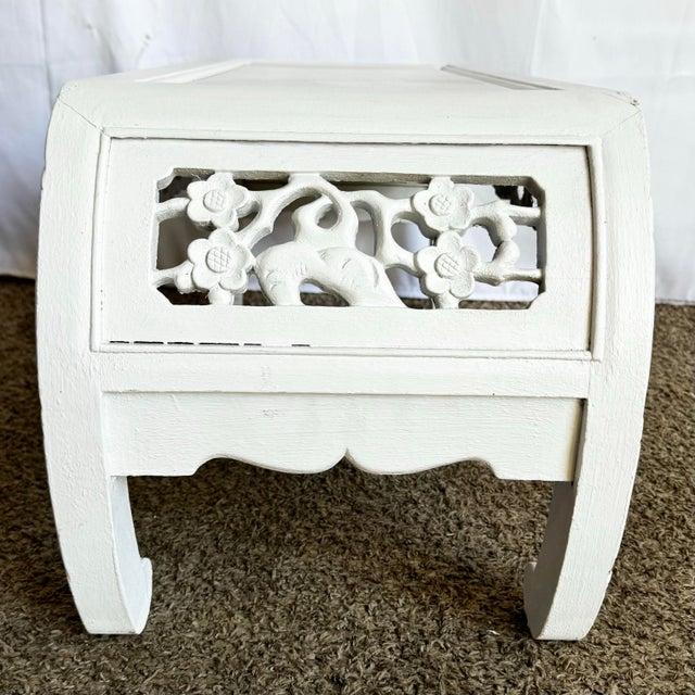 Chinoiserie White Wooden Scroll Coffee Table/Bench For Sale In Miami - Image 6 of 9