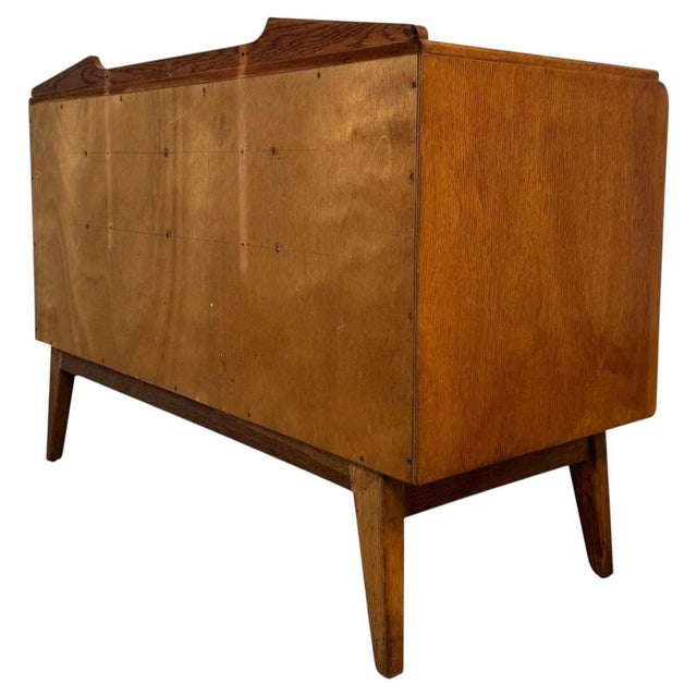 Vintage 20th Century English Golden Oak Low Chest of Drawers For Sale - Image 11 of 15