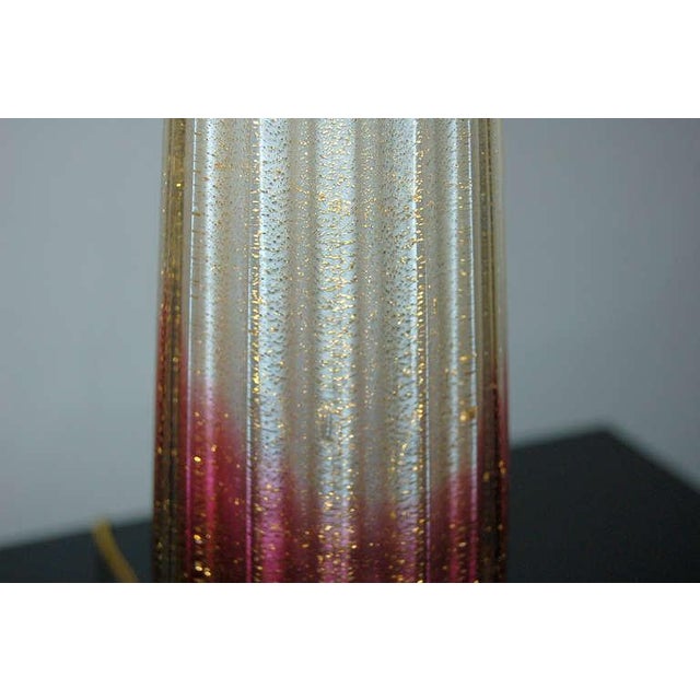 Cream Vintage Murano Glass Lamps Cranberry & Cream For Sale - Image 8 of 9