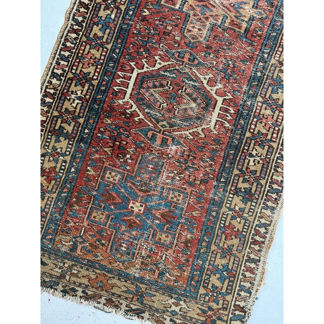 Textile Vintage Persian Karaja Runner Earthy Rust & Unique Camel Border Rug 2.9 x 10.2 For Sale - Image 7 of 7
