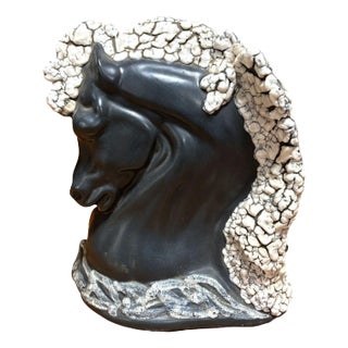 Mid-Century Tv Lamp Horse Bust Grey and White For Sale