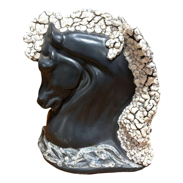 Mid-Century Tv Lamp Horse Bust Grey and White For Sale