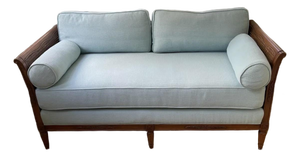 Vintage Upholstered Cane Settee