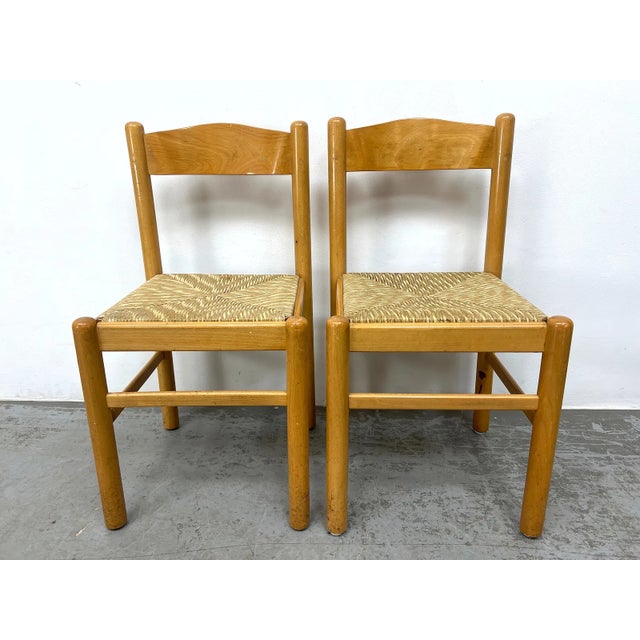 Mid-Century Modern A Set of Four Vintage Rush Seat Dining Chairs For Sale - Image 3 of 13