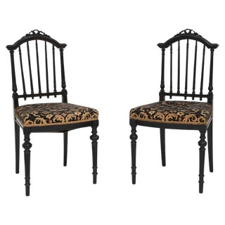 Set of Black Side Chairs, 1870 For Sale