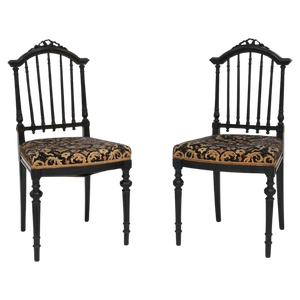 Set of Black Side Chairs, 1870